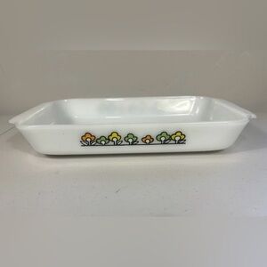 Vintage Fire King Casserole 1960s Anchor Hocking 1.5 QT SUMMERFIELD FLOWERS